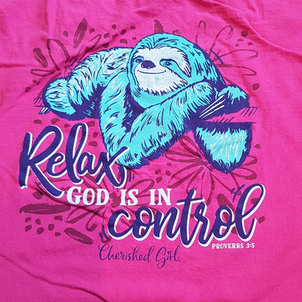 Cherished Girl Sloth Relax God is in Control Proverbs T-Shirt